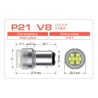 LED лампа AMS VISION P21 V8 1157 2200K
